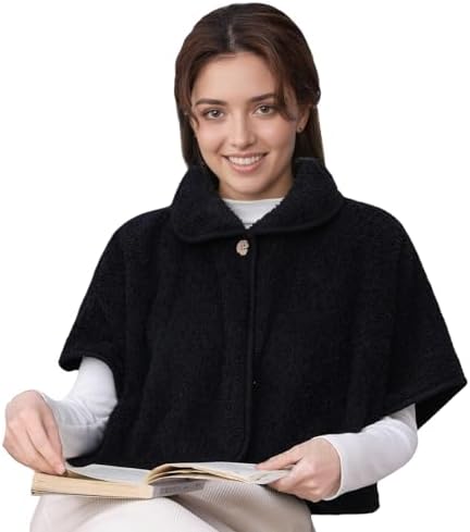 小物 HuberStore Original Emblem Fleece Cape Manto de lã quente feminino xale inverno ombro envoltório poncho